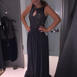 Prom Dress - Grey w/ lace detail